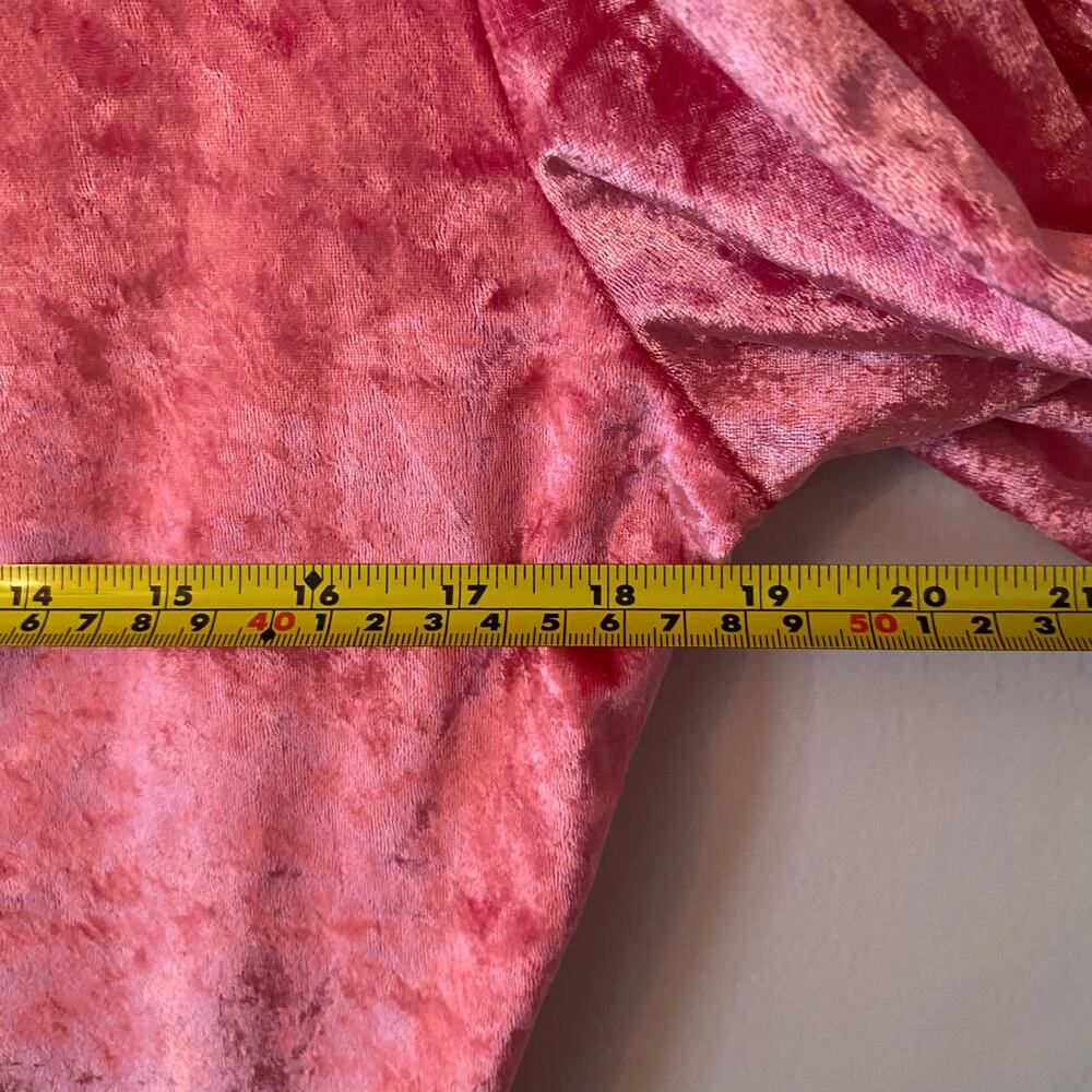 Free People Intimately Don't You Wish Pink Crushed Velvet Puff Sleeve Bodysuit - Picture 9 of 11